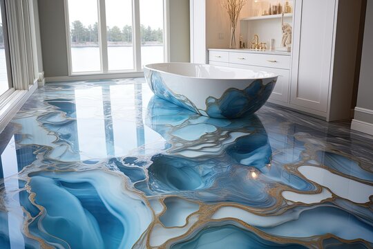 Sol décoratif en résine époxy et polyuréthane